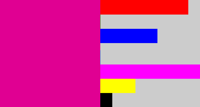 Hex color #e00092 - neon pink