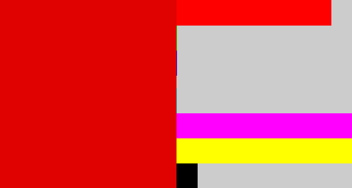 Hex color #e00101 - red