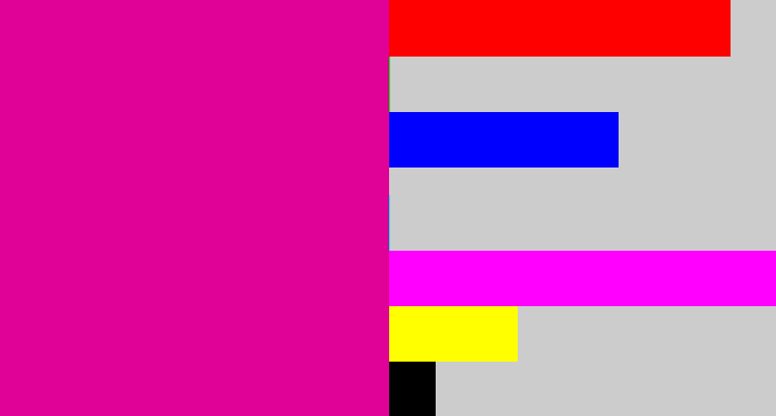 Hex color #e00196 - neon pink