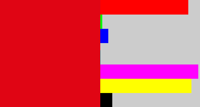Hex color #e00514 - red