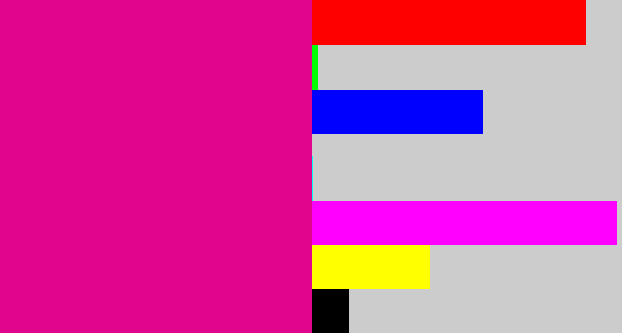Hex color #e0058c - hot pink