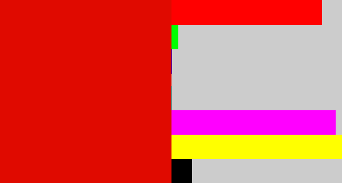 Hex color #e00a00 - red