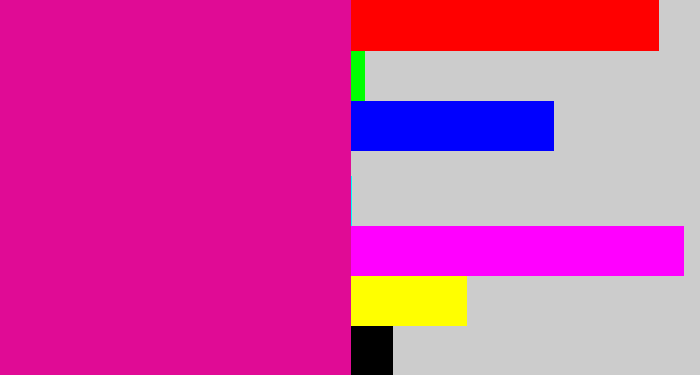 Hex color #e00b95 - neon pink