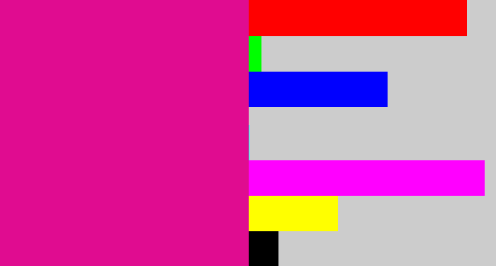 Hex color #e00c90 - electric pink