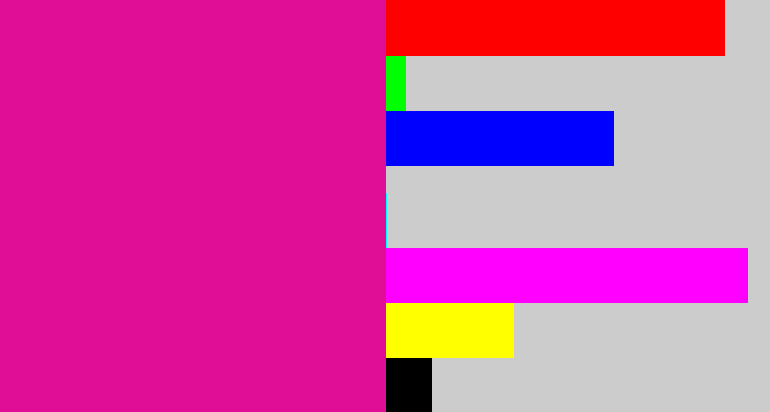 Hex color #e00e97 - neon pink