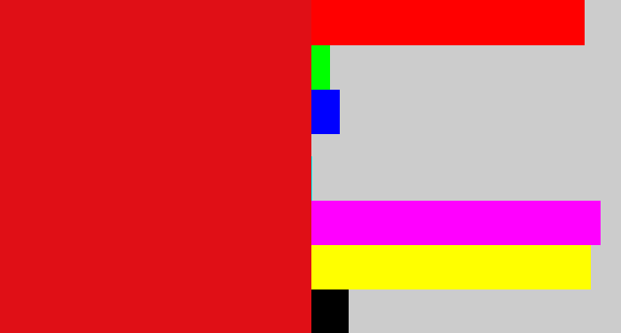 Hex color #e00f16 - red