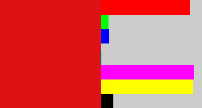 Hex color #e01114 - red