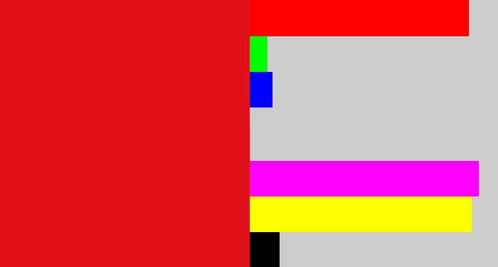 Hex color #e01118 - red