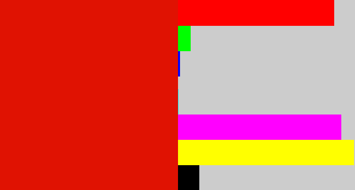 Hex color #e01202 - red