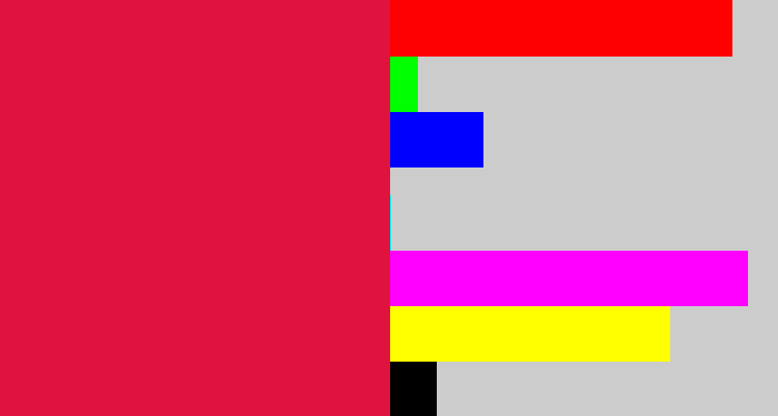 Hex color #e0133e - pinkish red