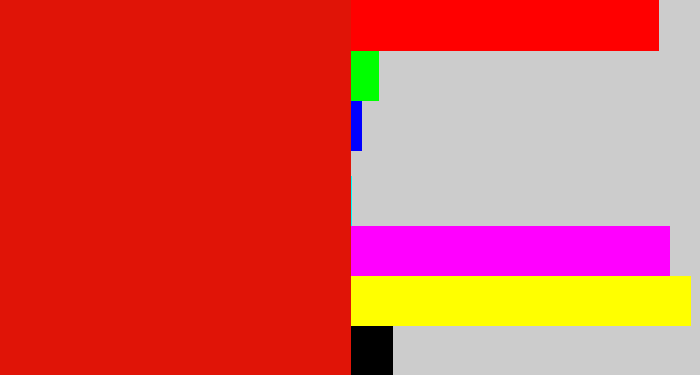 Hex color #e01407 - red