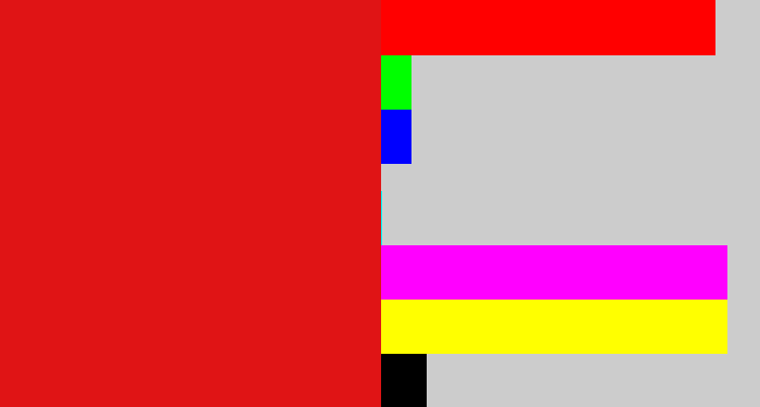 Hex color #e01415 - red