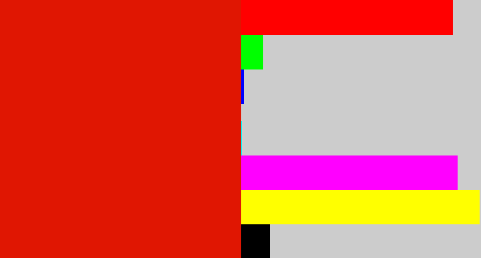 Hex color #e01602 - red
