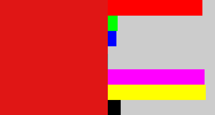 Hex color #e01615 - red