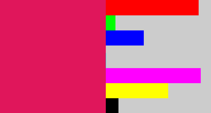 Hex color #e0165b - cerise