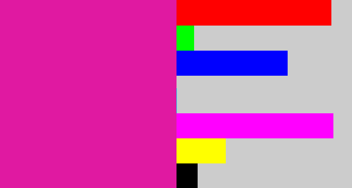 Hex color #e019a1 - shocking pink