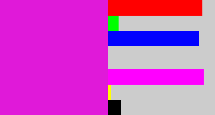 Hex color #e019d9 - purple/pink