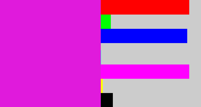 Hex color #e01adc - purple/pink