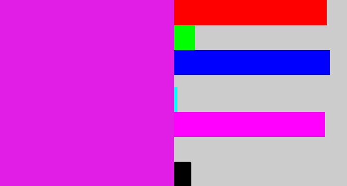 Hex color #e01ee5 - purple/pink