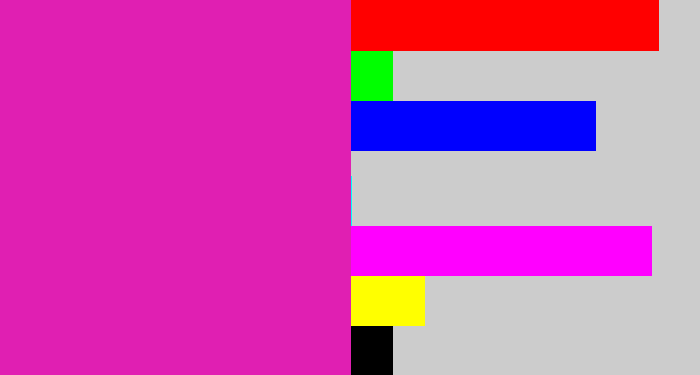 Hex color #e01fb2 - purpley pink