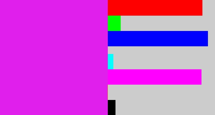 Hex color #e01fed - pink/purple