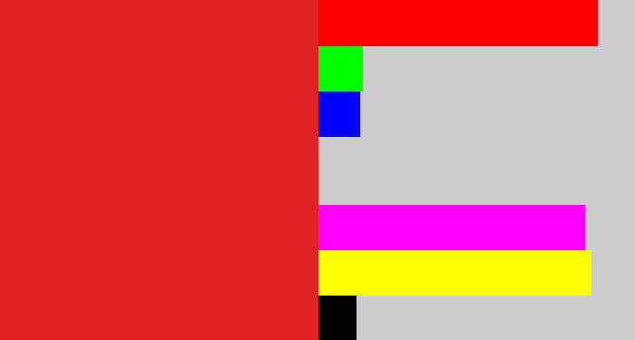 Hex color #e02320 - vermillion