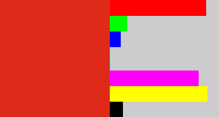 Hex color #e02a19 - vermillion