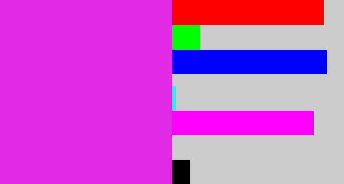 Hex color #e02ae5 - purple/pink
