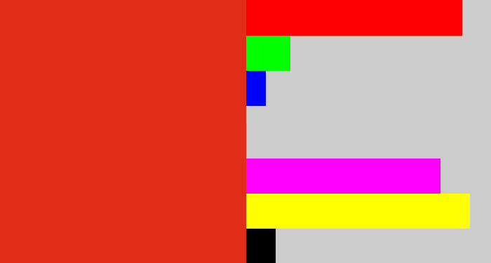 Hex color #e02e15 - vermillion