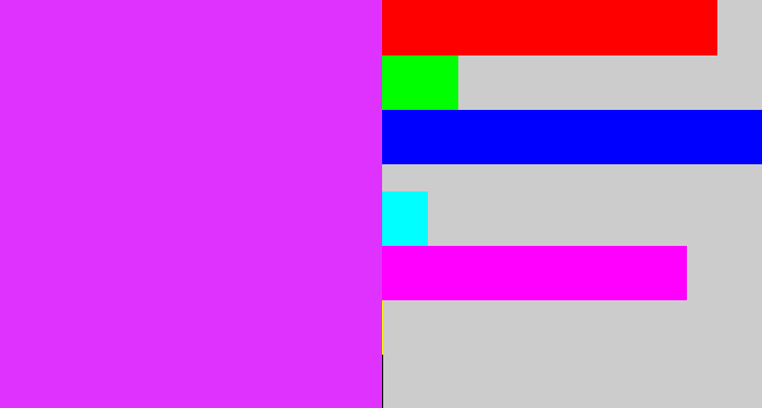 Hex color #e032fe - heliotrope