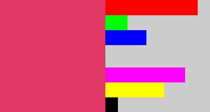 Hex color #e03663 - dark pink