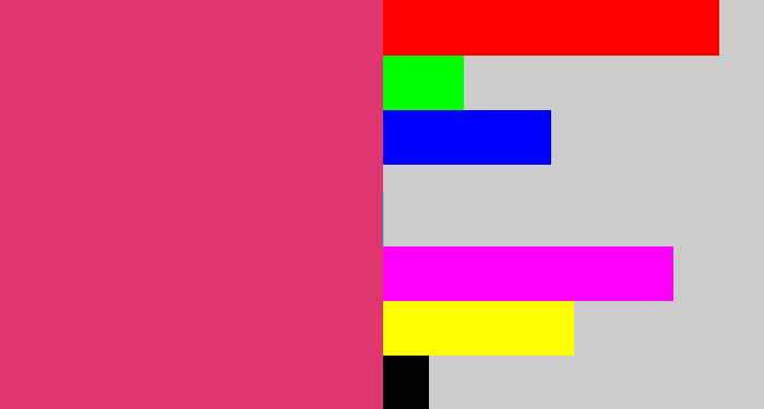 Hex color #e03670 - darkish pink