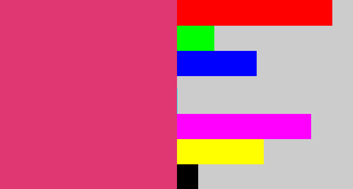 Hex color #e03672 - darkish pink