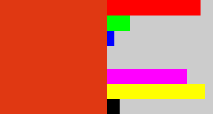 Hex color #e03812 - vermillion
