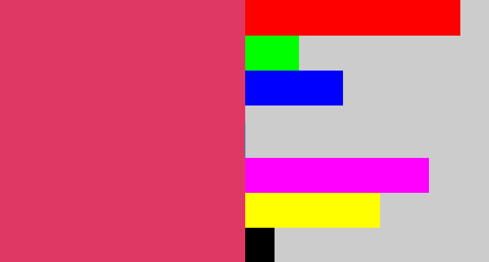 Hex color #e03865 - dark pink