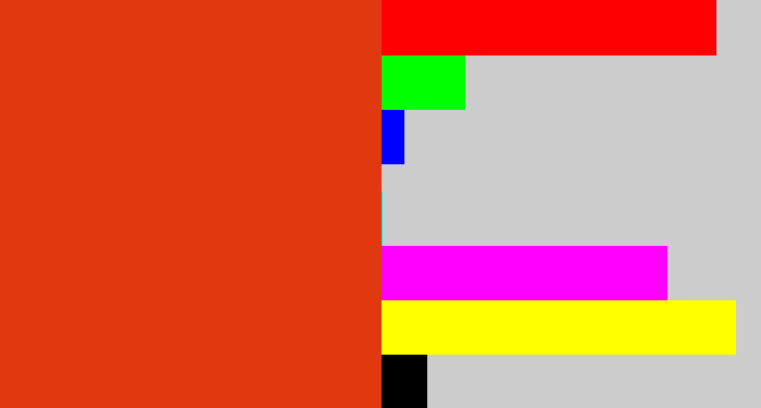 Hex color #e03910 - vermillion