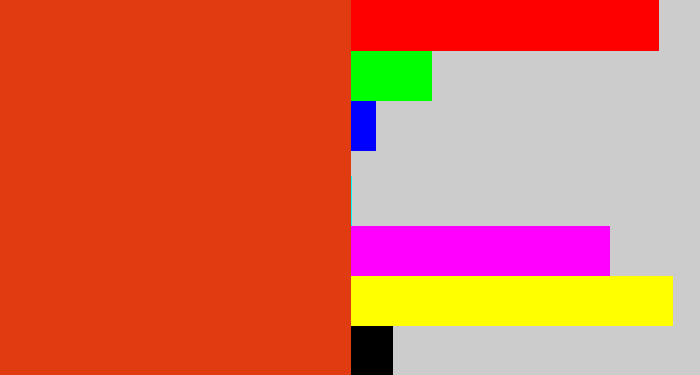 Hex color #e03b11 - vermillion