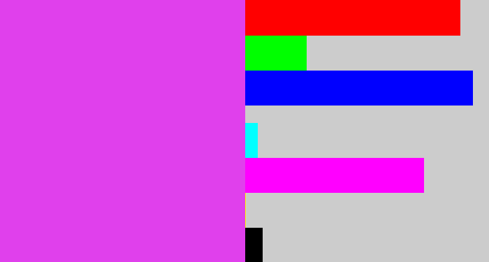 Hex color #e040ec - heliotrope