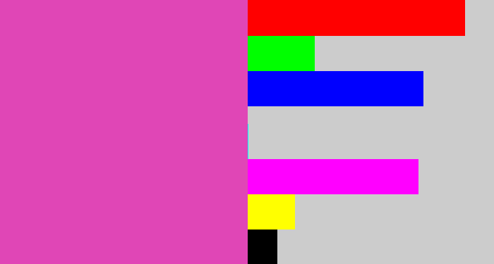 Hex color #e046b6 - purpleish pink