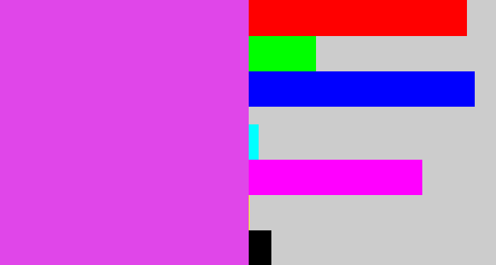 Hex color #e046e9 - heliotrope