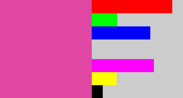 Hex color #e048a4 - purplish pink