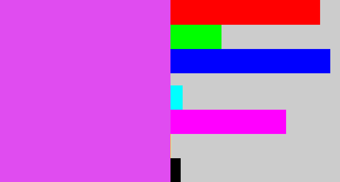Hex color #e04cf0 - heliotrope