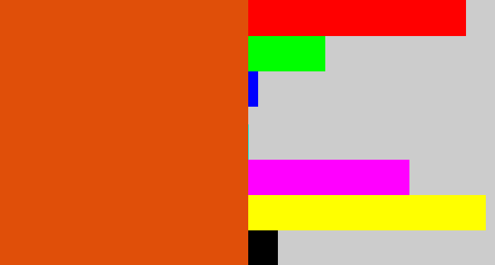 Hex color #e04f09 - deep orange