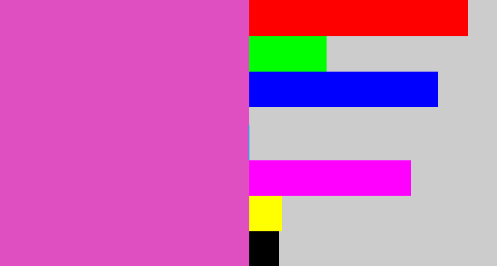 Hex color #e04fc2 - purpleish pink