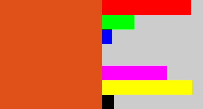 Hex color #e05119 - deep orange