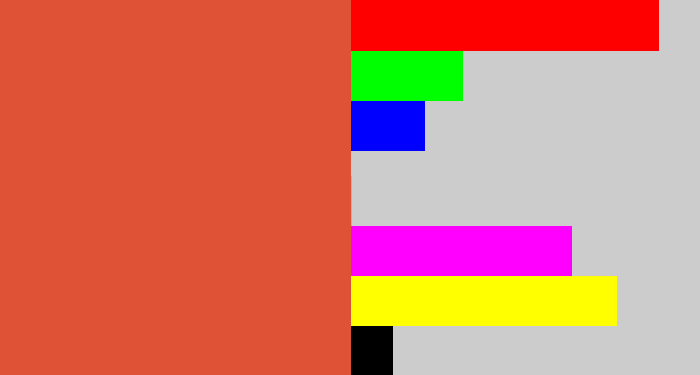 Hex color #e05235 - pale red