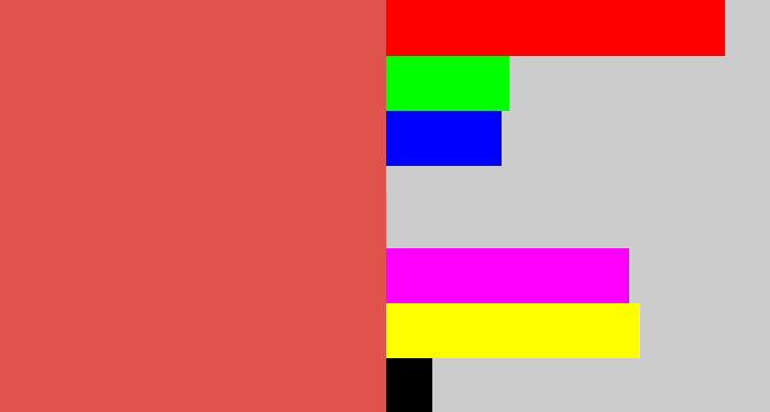 Hex color #e0524c - pale red