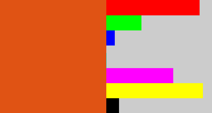 Hex color #e05314 - deep orange