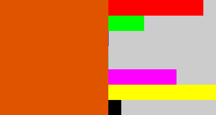 Hex color #e05400 - deep orange