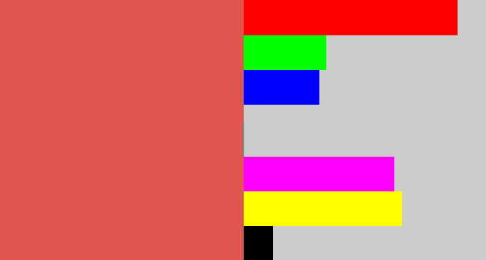 Hex color #e0564f - pale red